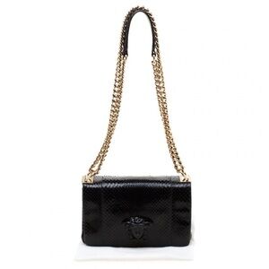 Versace Black Python Palazzo Chain Clutch Bag